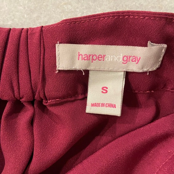 Harper & Gray Size S Silky Pleated Front Elastic Waist Burgundy Zip Midi Skirt - Picture 11 of 12